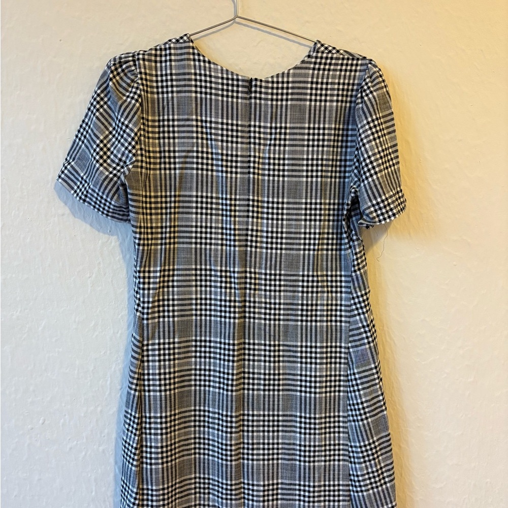 Zara Black and White Mini Puff Sleeve Dress - Picture 3 of 4